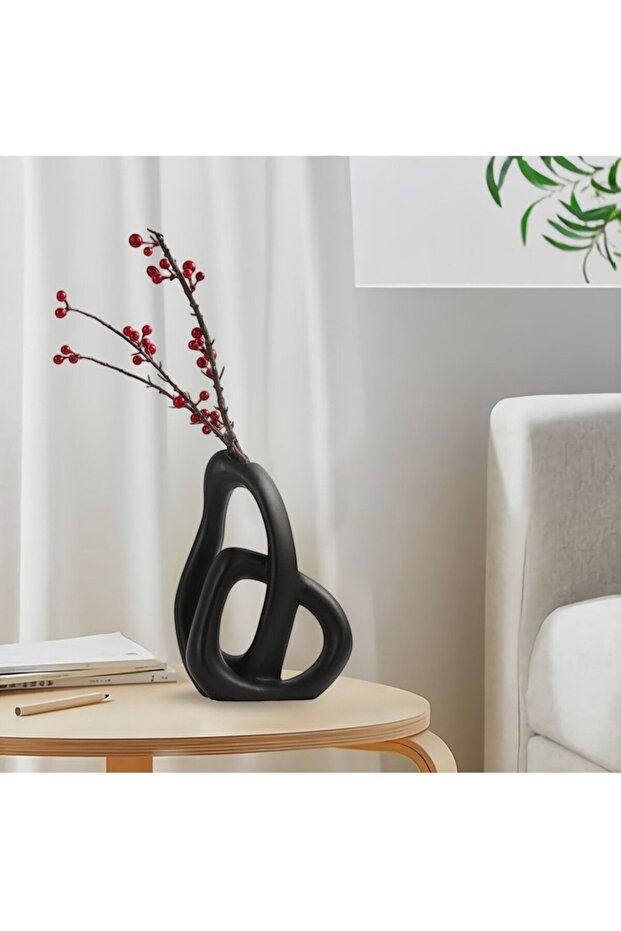 Nordic Ceramic Twist Vase Black - 3