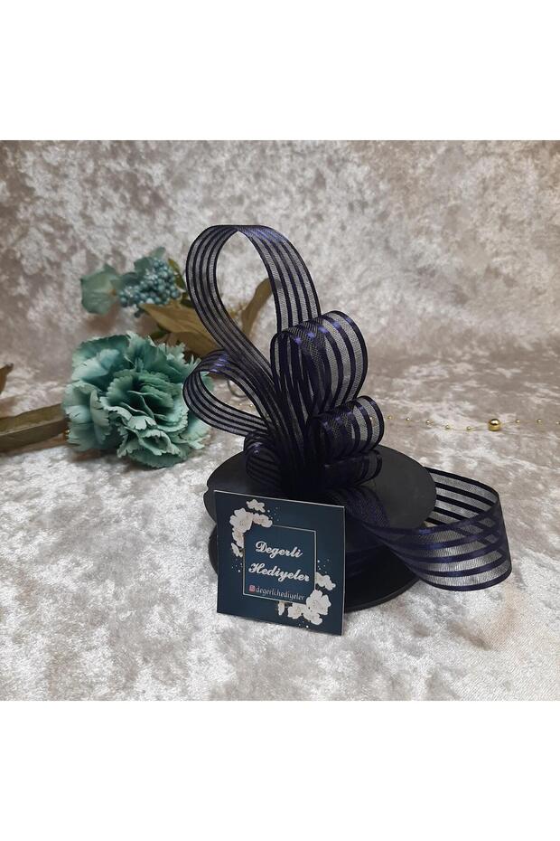 2.5 cm strip chiffon navy blue ribbon 20 mt.
