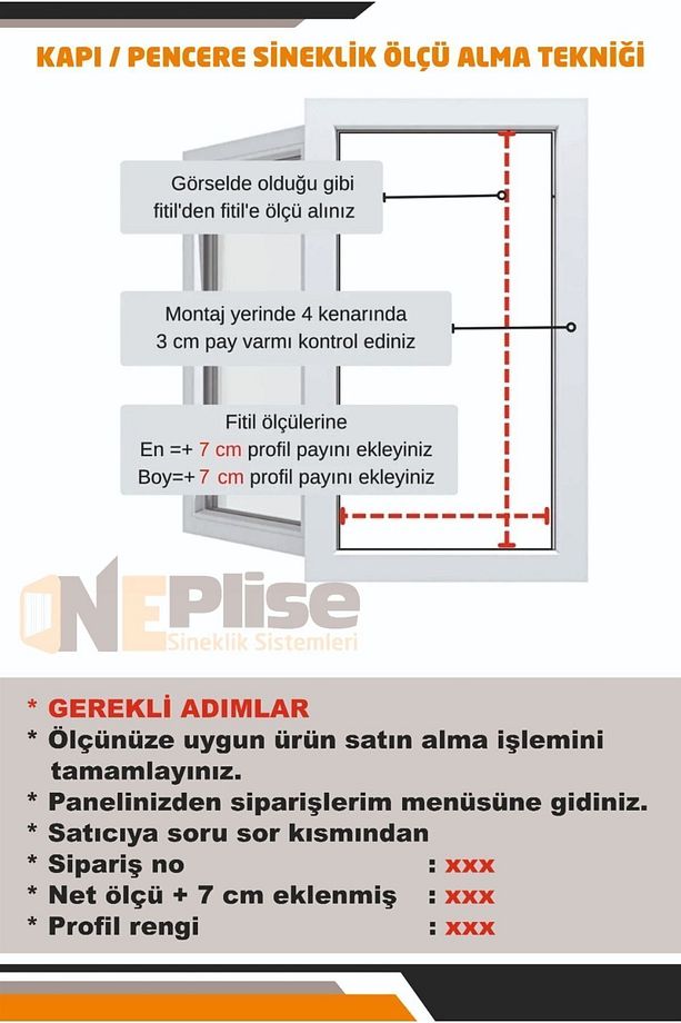 PLİSE AKORDİYON SİNEKLİK (ahşap Pencere, Pimapen Pencere, Alüminyum Pencere) (0-70 x 0-140) - 7