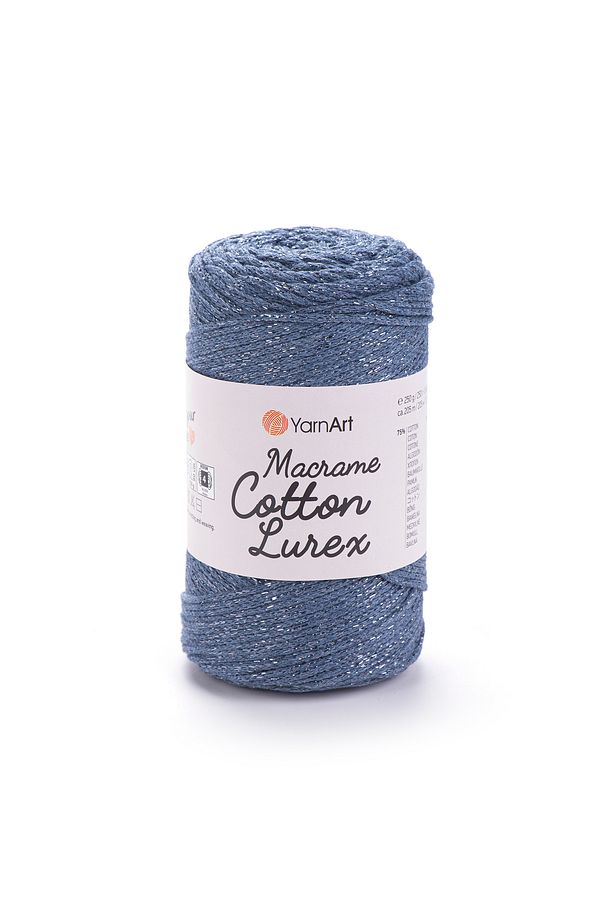 Macrame Cotton Lurex - Simli Makrome El Ör Kot Mavisi-730 - 1