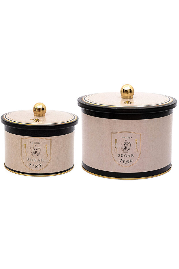 Azura Pattern Metal Storage Container Set - Set of 2 (1.3 Lt - 2.9 Lt) Erb53V3 - 3