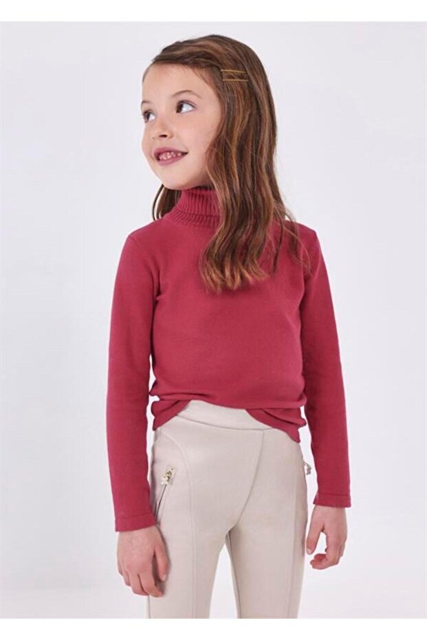 Girl's Turtleneck Knitted Sweater - 4