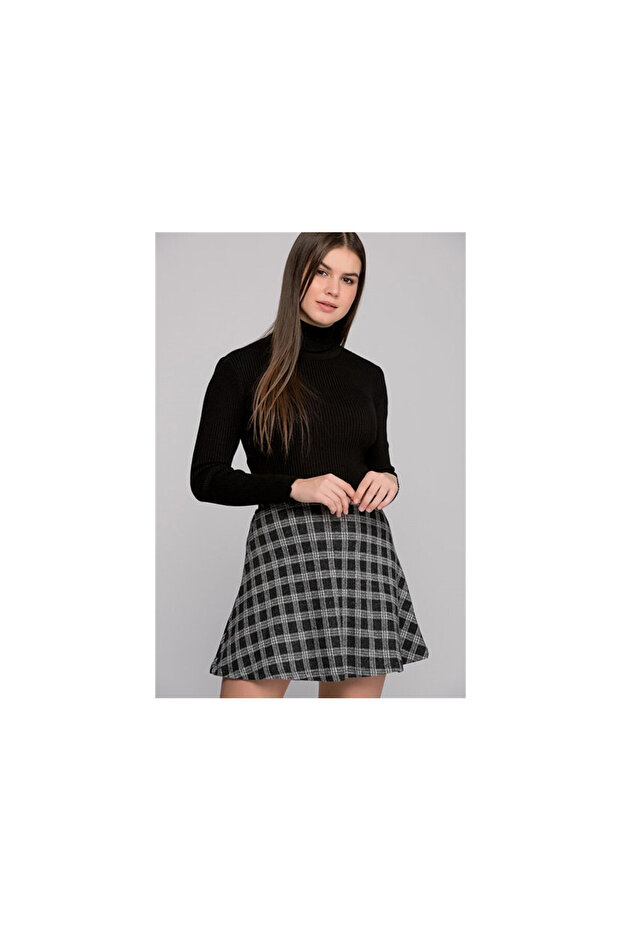 7470190 Slim Ribbed Camisole Turtleneck Long Sleeve Knitwear Black