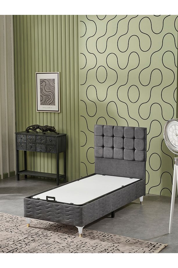Bengü 100x200 Tek Kişilik (BAZA BAŞLIK YATAK) 3 Lü Set (ANTRASİT) - 3