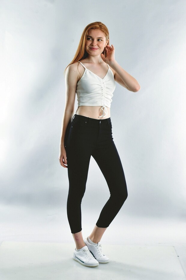 20072005 Camisole with Straps and Drawstring Bustier Ecru
