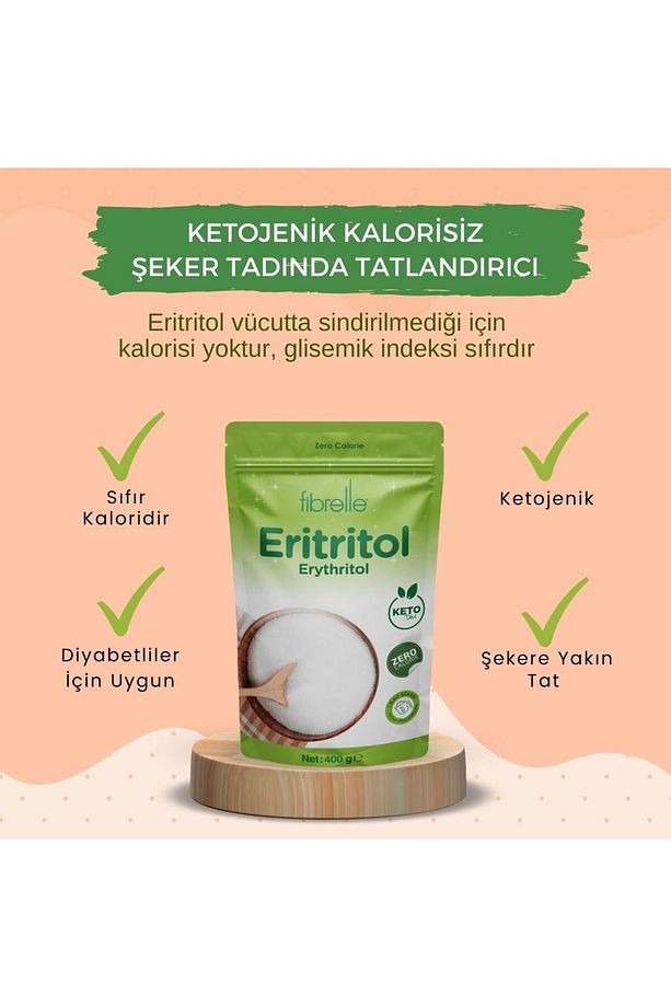 400 G Eritritol 1 Paket. Keto / Ketojenik / Vegan Diyete Uygundur. - 5