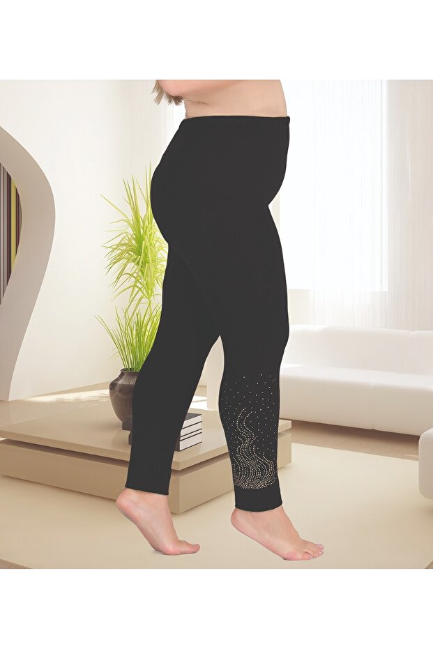 Stone Embroidered High Waisted Oversize Women's Leggings
