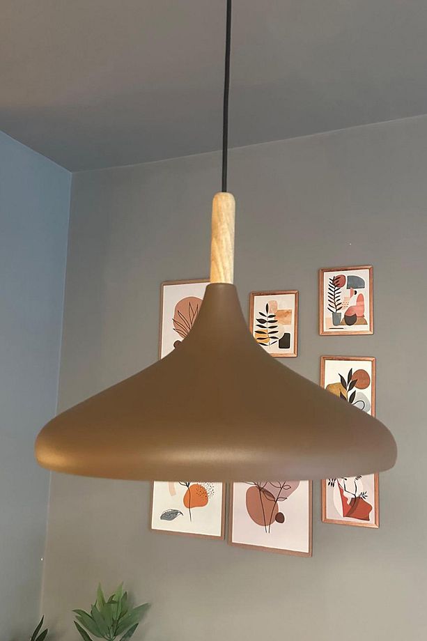 Sütlü Kahve Champion Ahşap Tekli Avize Sarkıt Salon Mutfak Cafe Butik Lamba Aydınlatma Avizeler - 3