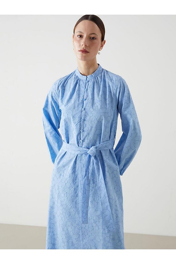 LCW Modest Yaka Çiçekli Poplin Kadın Elbise - 2