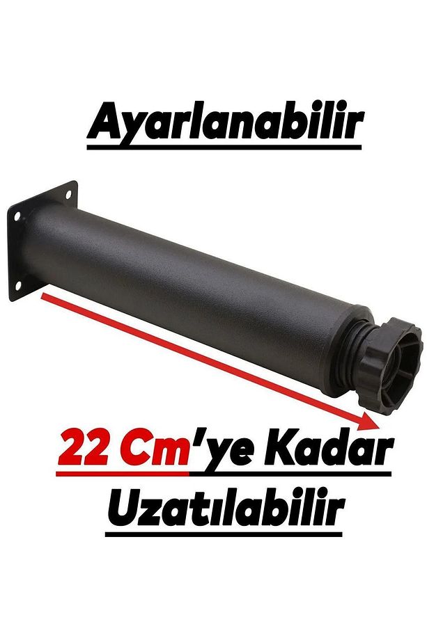 Bro Ayarlanabilir Mobilya Kanepe Koltuk Metal Destek Yükseltici Ayağı 20 Cm Siyah Metal Ayak 4 Adet. - 4