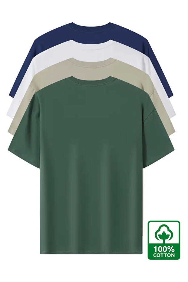 Unisex Basic Model 4'lu Tshirt - 2