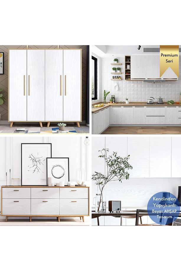 60cm×100cm Kendinden Yapışkanlı Ahşap Görünümlü Kaplama Kağıdı Mutfak Dolap Masa Duvar - 7