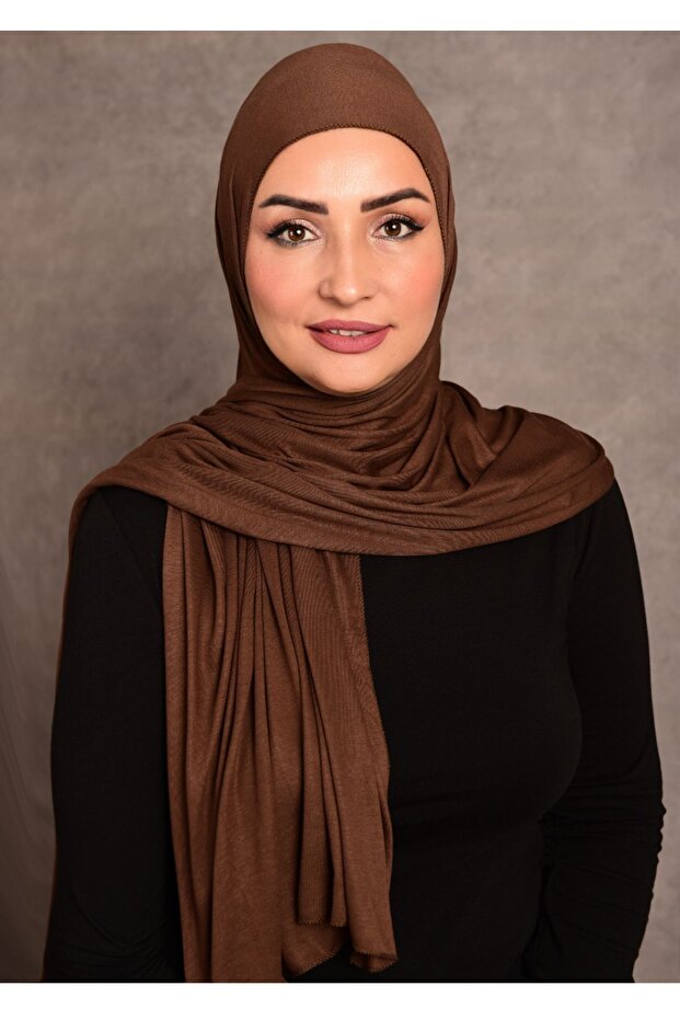 Women's Hijab Combed Cotton Shawl Special Stitched Long Seasonal Plain Light Brown Color