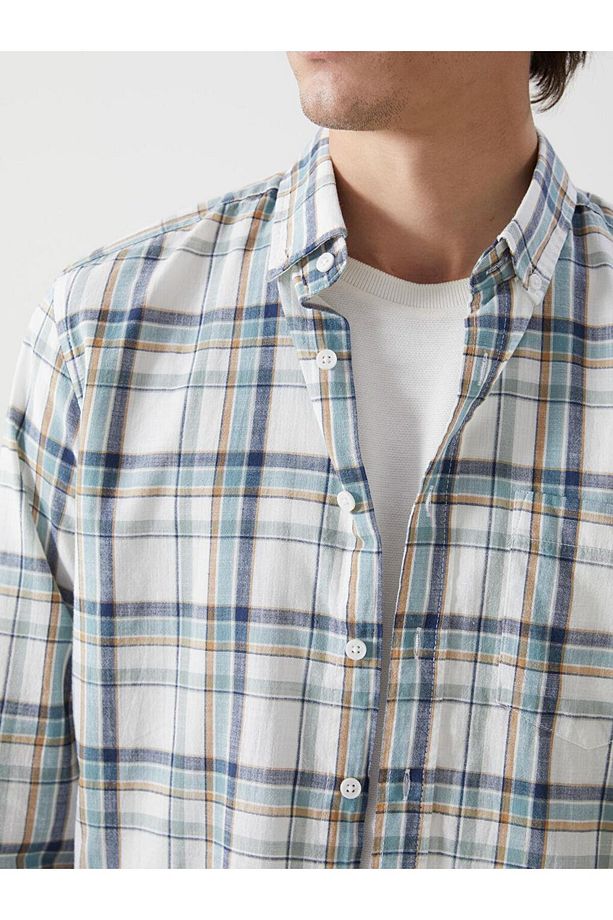 LCWAIKIKI Classic Regular Fit Uzun Kollu Ekose Poplin Erkek Gömlek - 3
