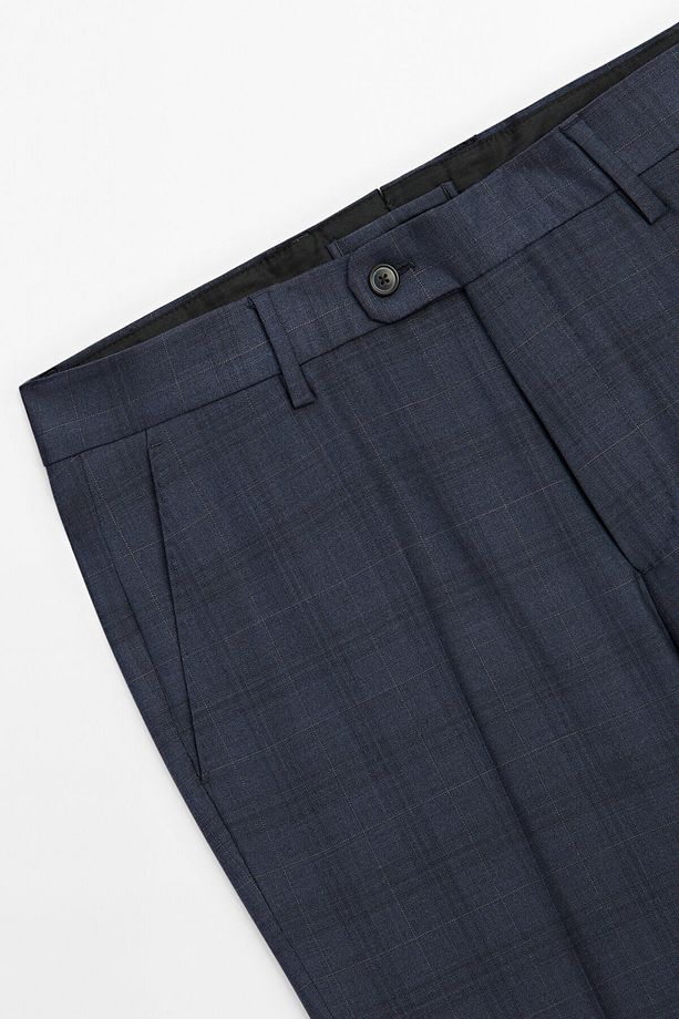 Kareli yün karışımlı klasik pantolon - 6