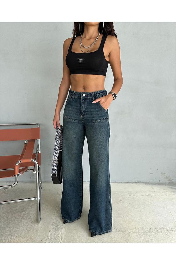BAGGY FIT PENS DETAYLI TİNT YIKAMALI JEAN - 6
