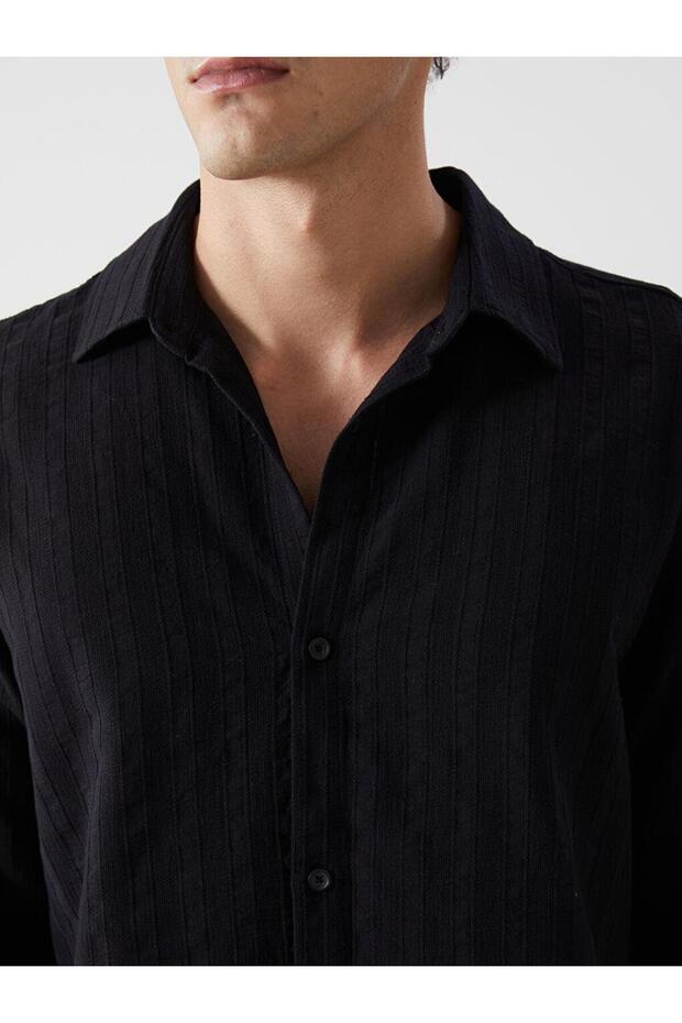 XSIDE Regular Fit Uzun Kollu Armürlü Erkek Gömlek - 3