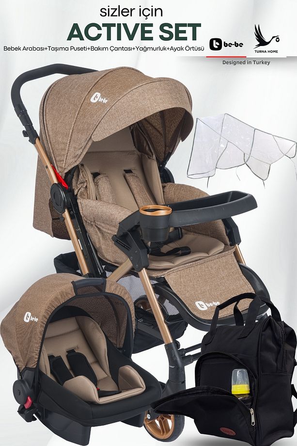 Active Pusetli Set (Çift yönlü bebek arabası, Taşıma puseti, Bakım çantası, Yağmurluk, Ayak örtüsü) - 1