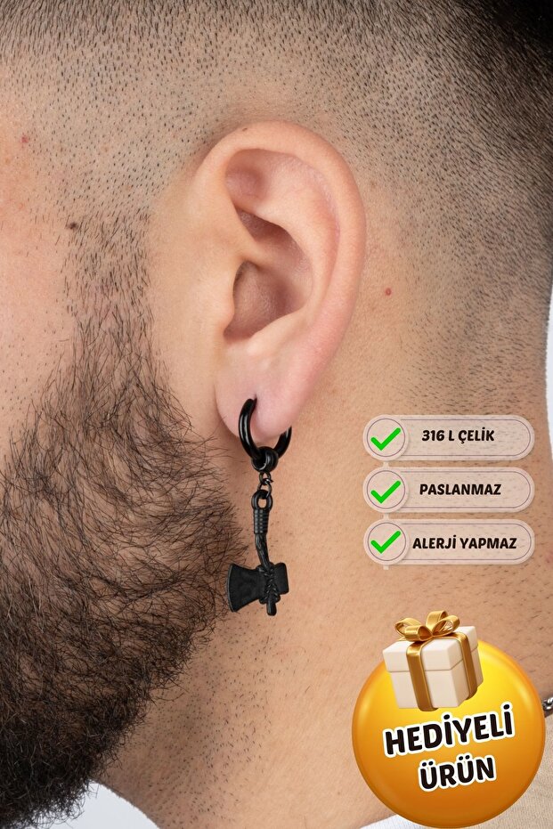 Men's Unisex Steel Dangle Earrings Do Not Rust or Tarnish