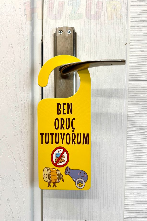 Ramazan Bayramı Kapı Kolu Askısı 6 Adet 23x9 Cm Eğlenceli Sahur İftar Askılığı Seçenek Ayar Çubuklu - 8