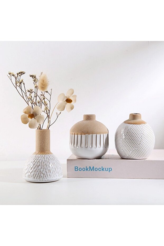 Mini Farm Style Cream Vase Set of 3