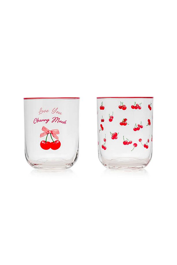 LCW HOME Karışık Kiraz Baskılı Cam Su Bardağı 3'lü 350 Ml T T - 4