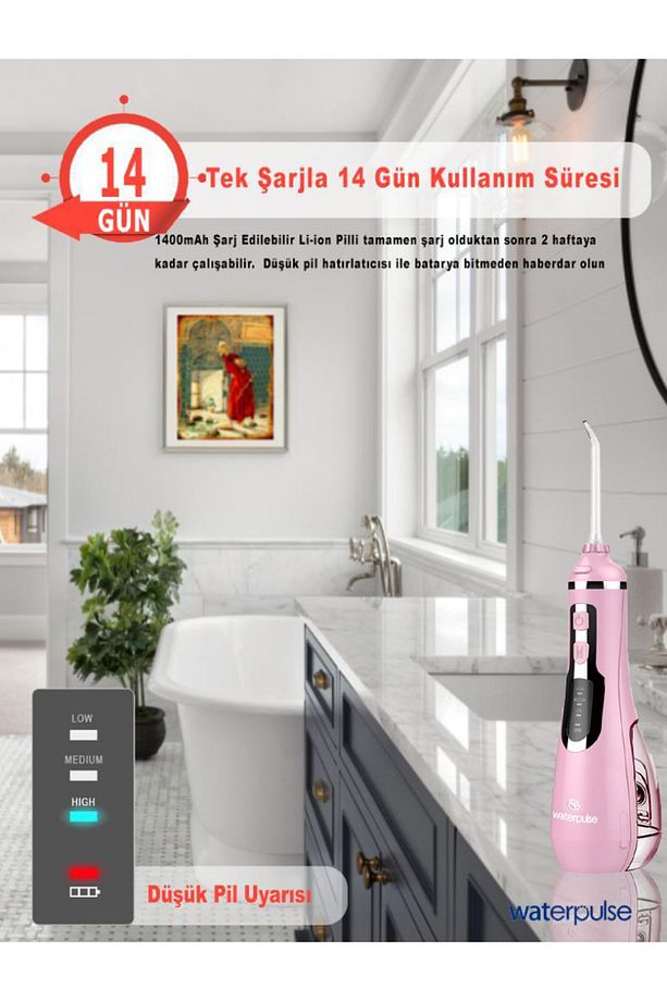 Wp-v500-p Water Flosser Taşınabilir, Şarjlı, Masajlı, Diş/protez Bakım Ve Ağız Duşu-pembe - 5
