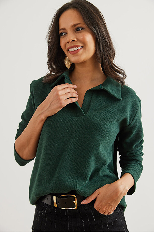 Női smaragdzöld pólónyakú Thessaloniki blúz BLZ- 19002810 - 4