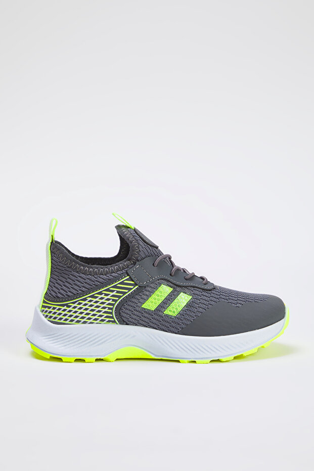 Gri Bağcıklı Neon Detaylı Hafif Taban Büyük/Küçük Erkek Çocuk Kids Spor Ayakkabı TAKSS25SN00025 - 4