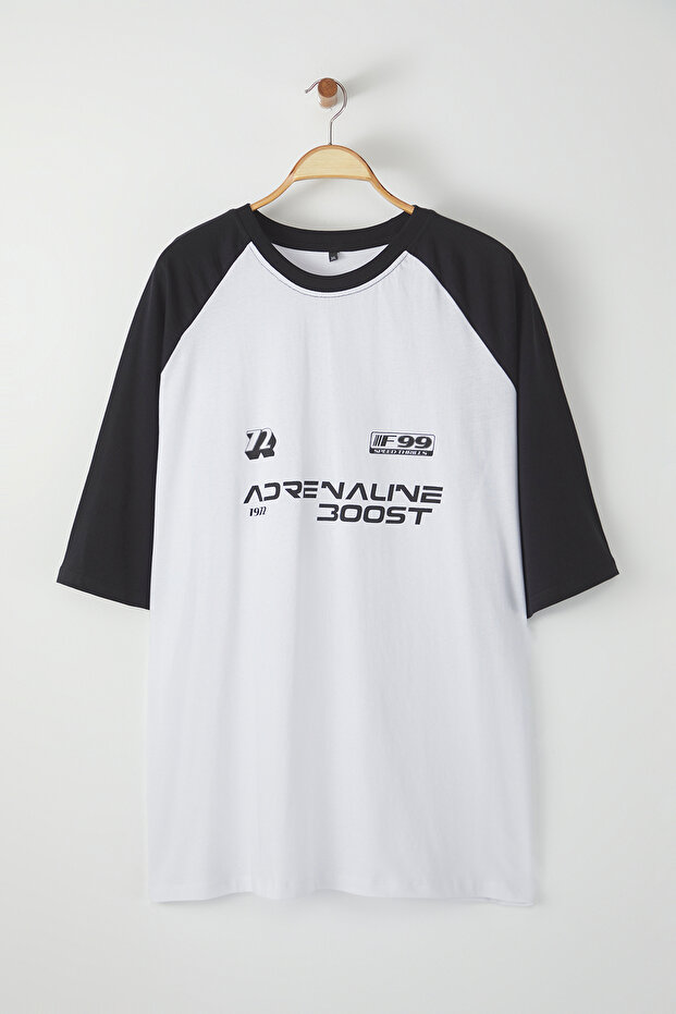 Büyük Beden Siyah Regular/Normal Kesim %100 Pamuklu T-Shirt TMNSS25BF00007 - 2
