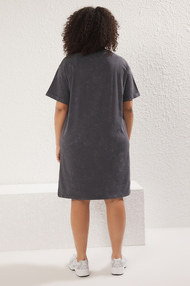 Tričko velké antracitové seprané tričkové šaty - Tbbss25Ah00007 - 5