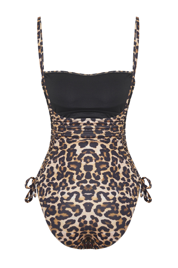 Plavky s leopardím vzorem s čtvercovým výstřihem - TBESS25MA00066 - 6