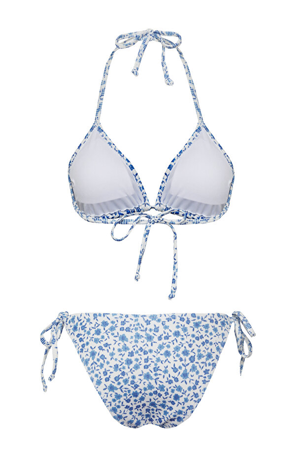 Çiçek Desenli Üçgen Kaplı Regular Normal Bel Bikini Takımı TBESS25BT00106 - 9