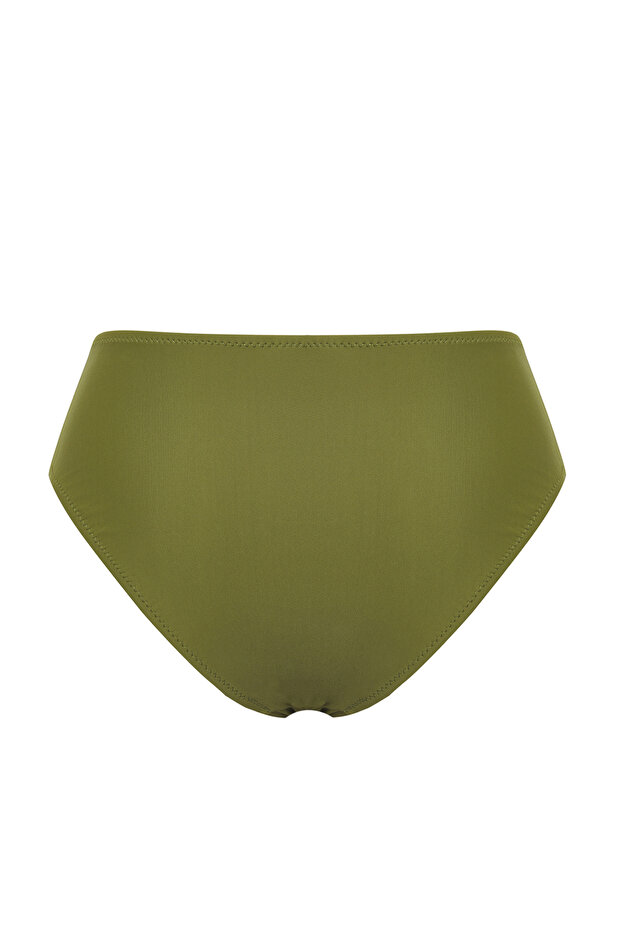 Haki Drapeli Regular Yüksek Bel Bikini Altı TBESS25BA00030 - 10