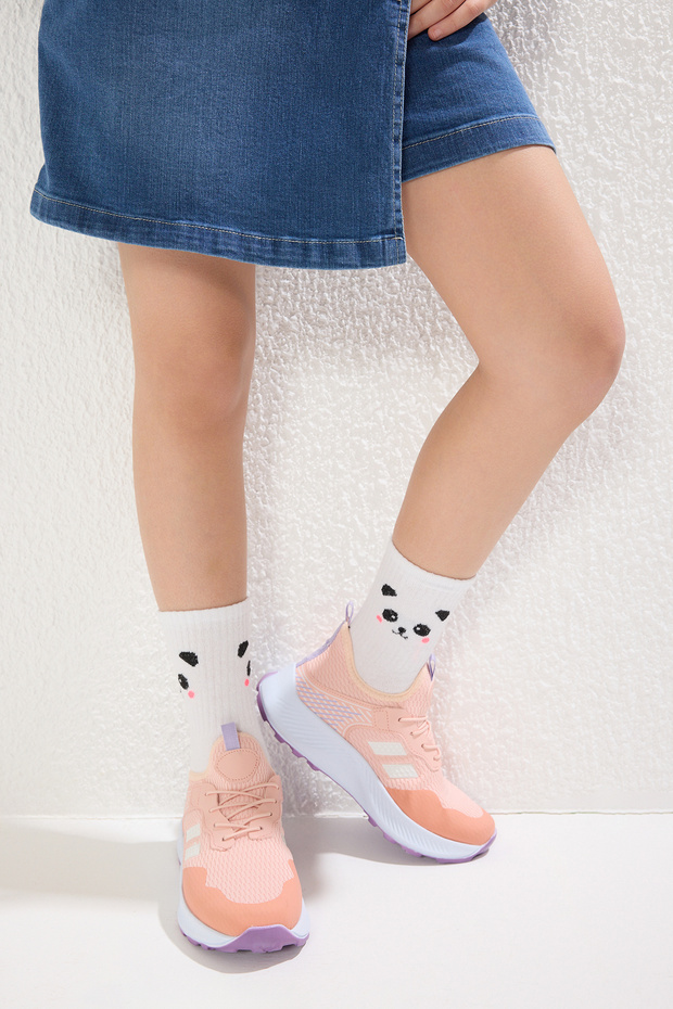 Pudrowe sznurowane liliowe lekkie podeszwy dziewczęce trampki Takss25Sn00027 - 4