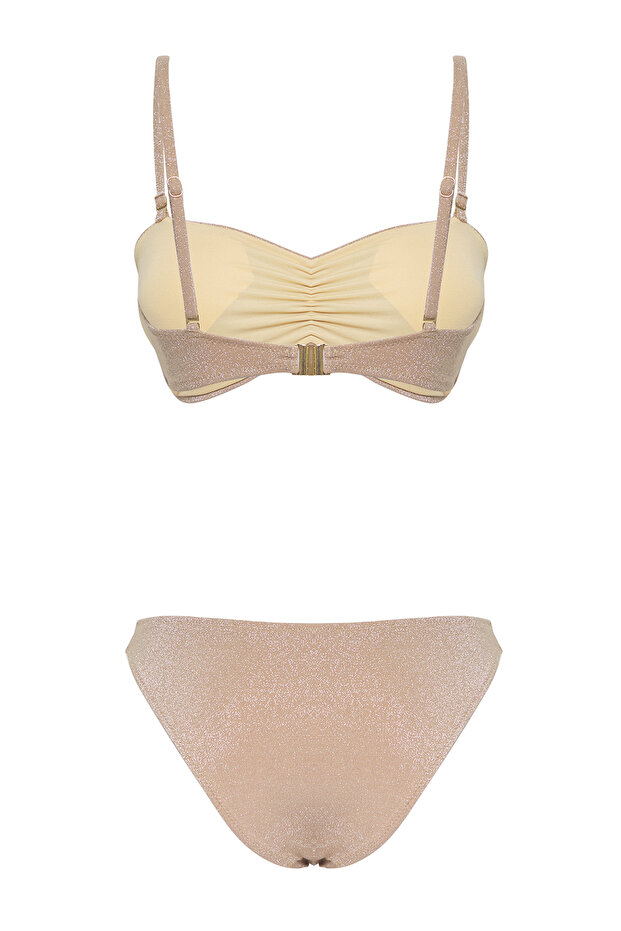 Błyszczące bikini bez ramiączek z norek - regularny krój TBESS25BT00092 - 6