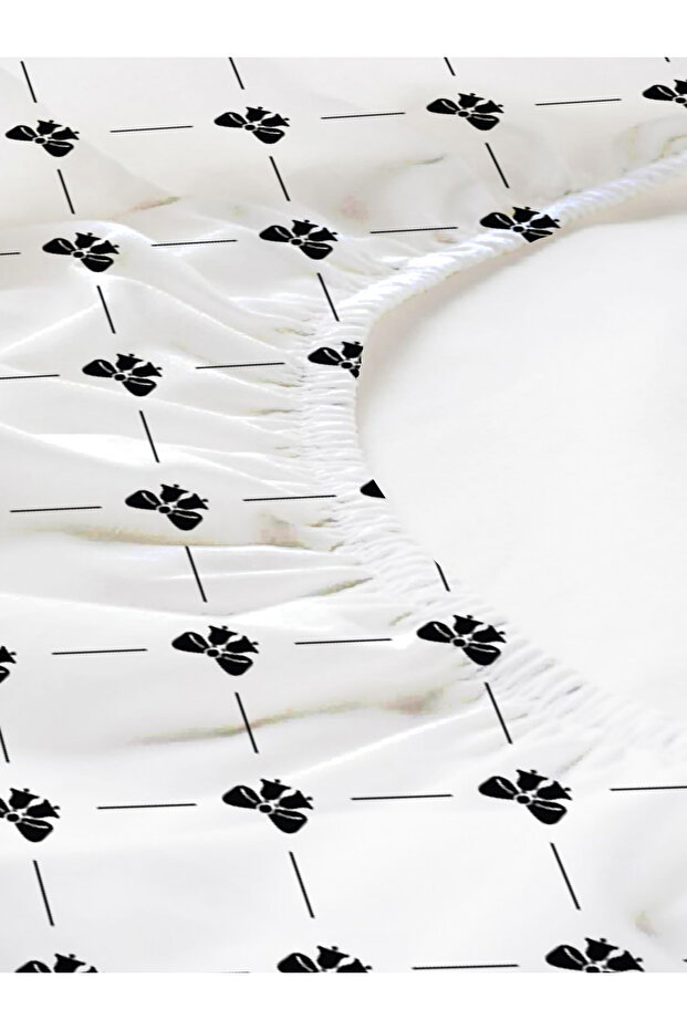 Bow Patterned Printed Double Sheet Set 180X200 cm - 2