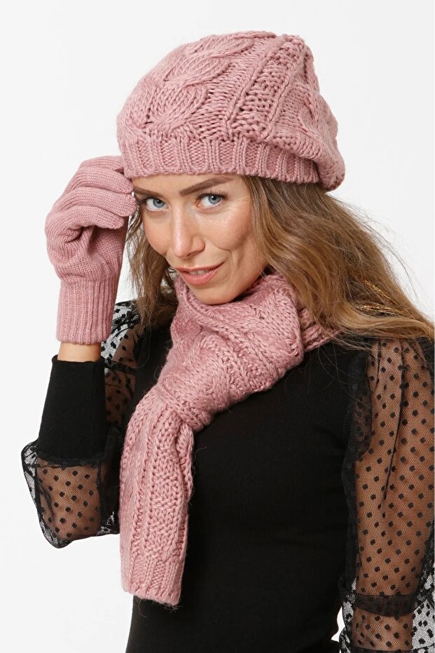 kadın bere eldiven atkı - 2