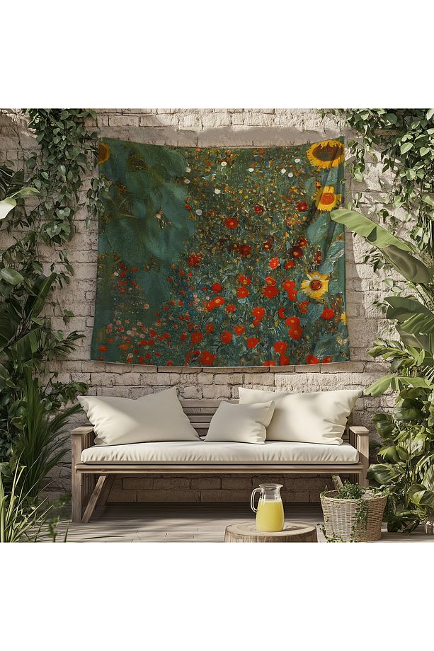 Gustav Klimt Çiçek Desenli Duvar Örtüsü Duvar Halısı Tapestry - 6