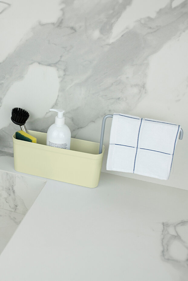 Kitchen Liquid Detergent & Sponge Holder Box - White