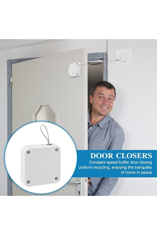 مقبض باب أوتوماتيكي أبيض بقوة 800 جرام بدون ثقب مع دعامة إيقاف الباب ذات السطح القابل للتعديل C - 2