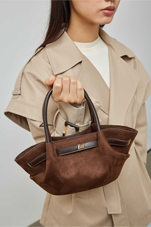 Mini Pei Suede Bag Bitter Brown