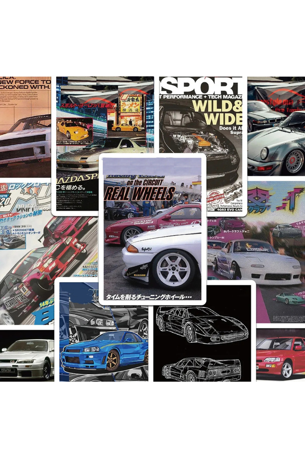 Bandai 50PCS 10/30/50pcs Retro JDM Retrofit Racing Car Poster Stickers Cool Graffiti Sticker DIY Pho