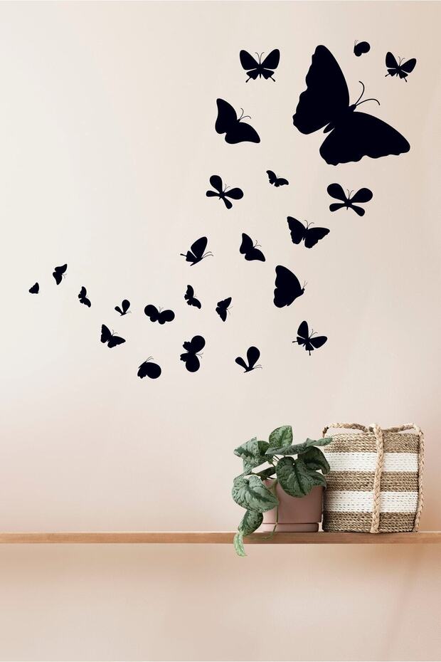 Decorative Flowing Butterfly Flock Sticker - 1