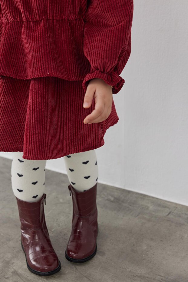 Bordo Kadife Elbise - 4