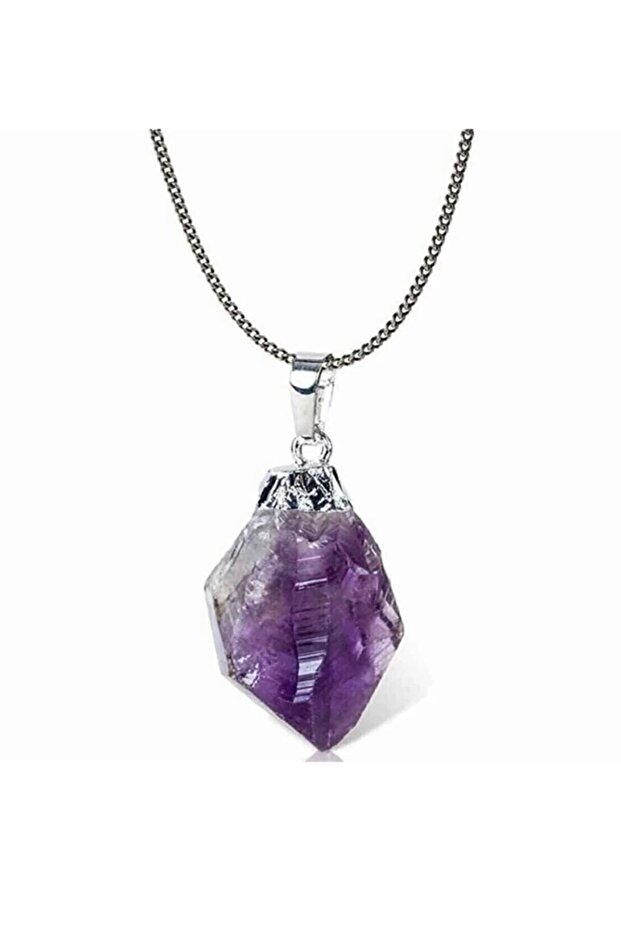 Natural Stone Raw Amethyst Necklace