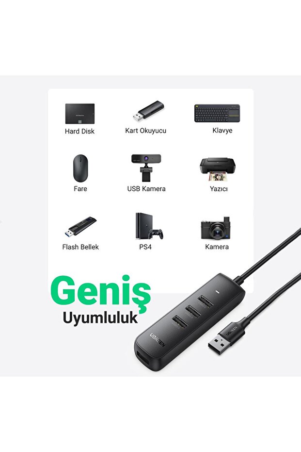 USB 3.0 4-Port Hub 0.25m Siyah - 10915 - 4