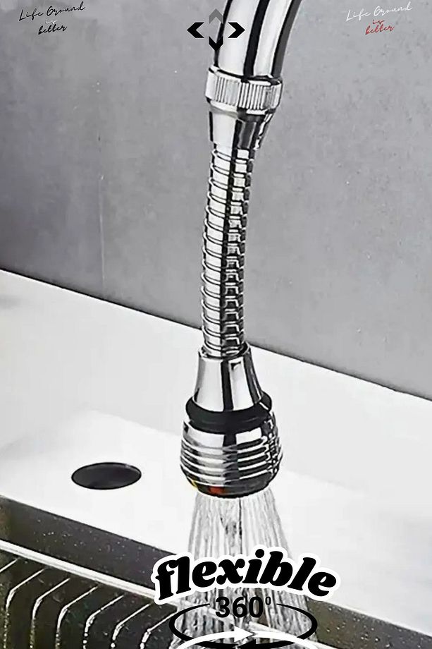 Flexible 360 Esnek Spiral Hortumlu Batarya Ucu Başlığı 2 Farklı Mod Fonksiyonlu Musluk Başlığı - 1