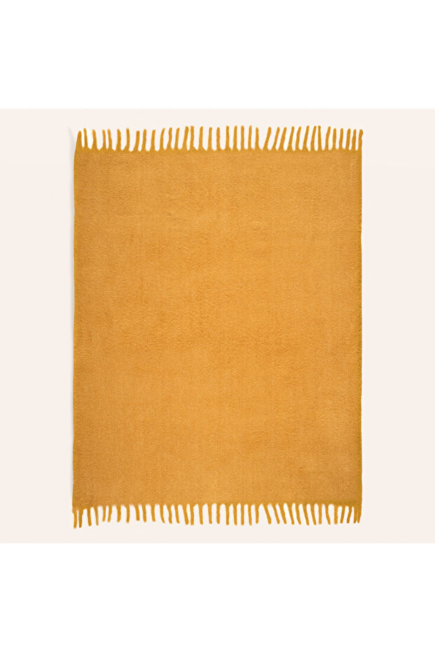 Ropar Mustard Yellow Acrylic Wool Sofa Shawl 140X180 cm