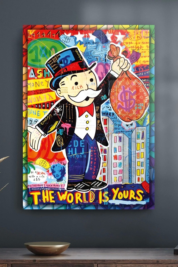 Cam Tablo Pop Art Monopoly - 1